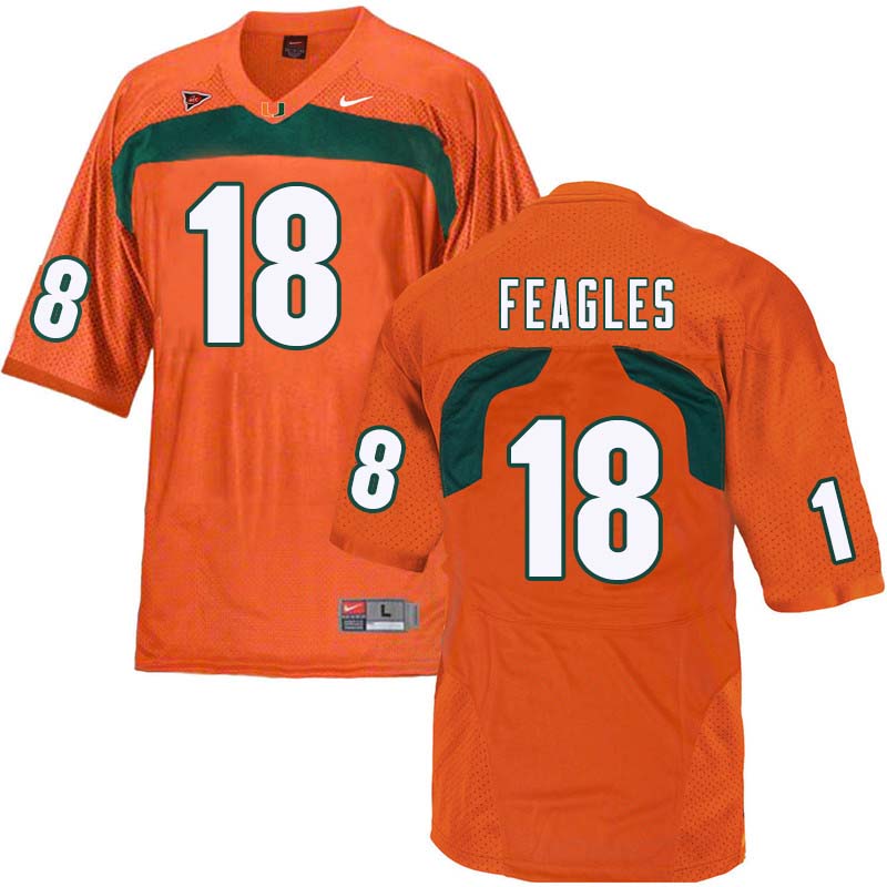 Nike Miami Hurricanes #18 Zach Feagles College Football Jerseys Sale-Orange - Click Image to Close